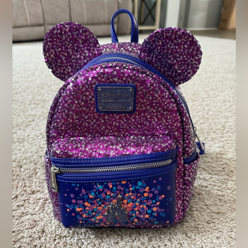 Disney Parks Loungefly Purple Sequin Mini Backpack